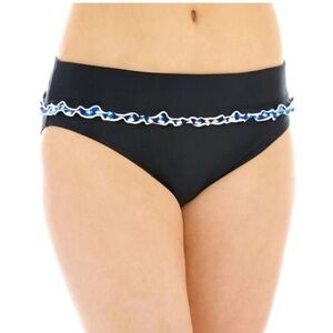 Studio by Christina black blue ruffle bikini swim bottoms size 14 NWT